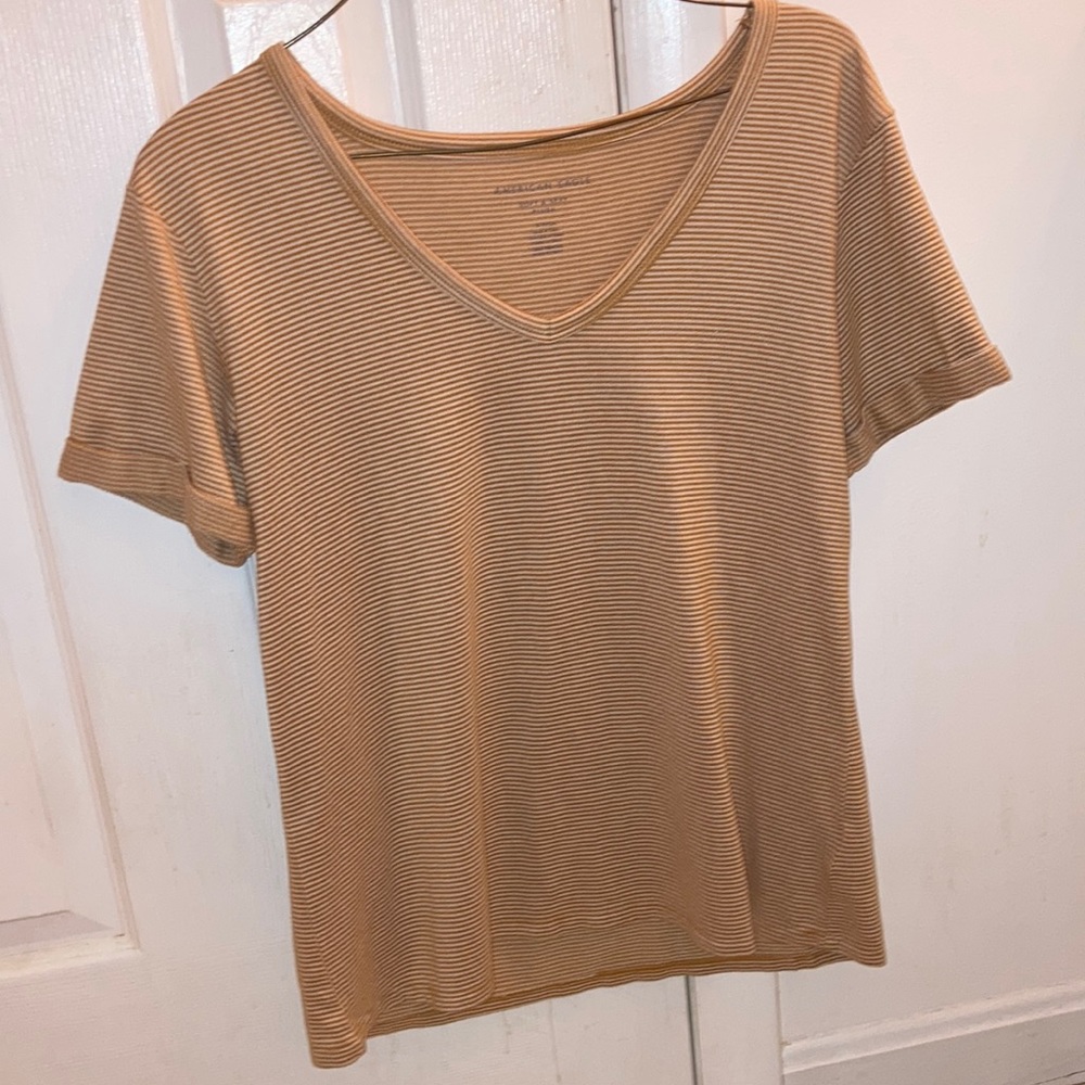 American eagle yellow striped cozy tee